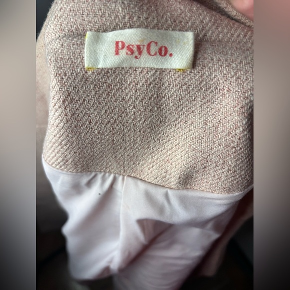 PsyCho | oversized, pink tan linen blazer plus linen bra. Textured. Structured. - Picture 8 of 13